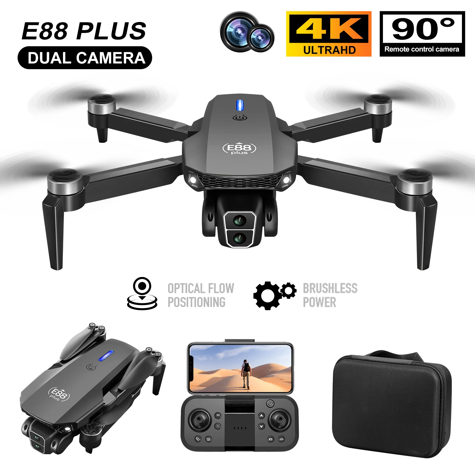 Home Security Cameras Outdoor - Drone Quadcopter E88 Plus baru: 90