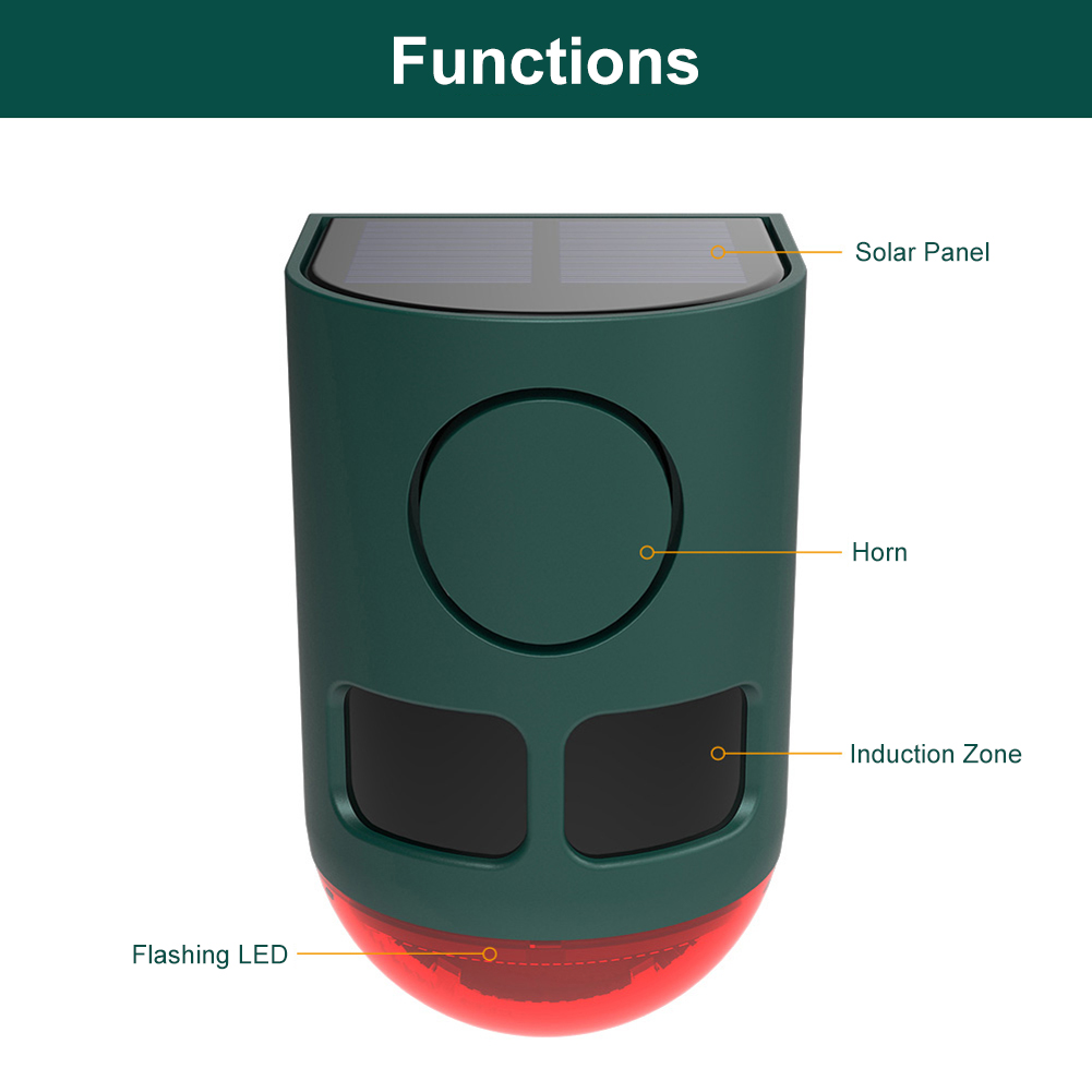 Home Yard Security - Alarm Sensor Gerak Luar Ruangan Tenaga