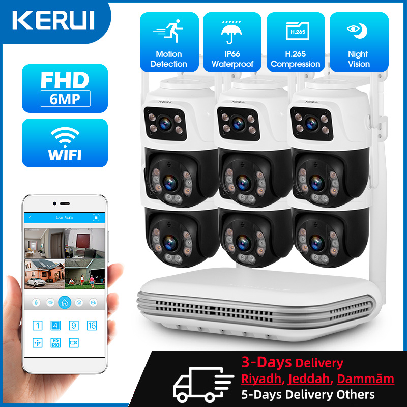 Home Security Systems Wireless - KERUI Kit kamera pengintai keamanan rumah,