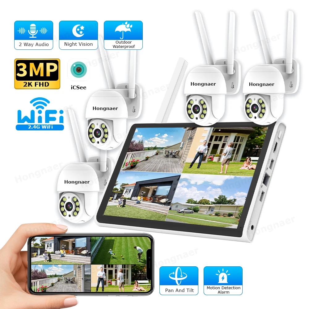 2026 Hongnaer 3MP 4 Channel Wi - Home Security Systems Wireless ulasan dan harga
