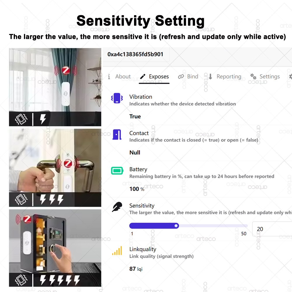 Sensor Getaran ZigBee 3.0 Cerd - Home Security Home Assistant ulasan dan harga