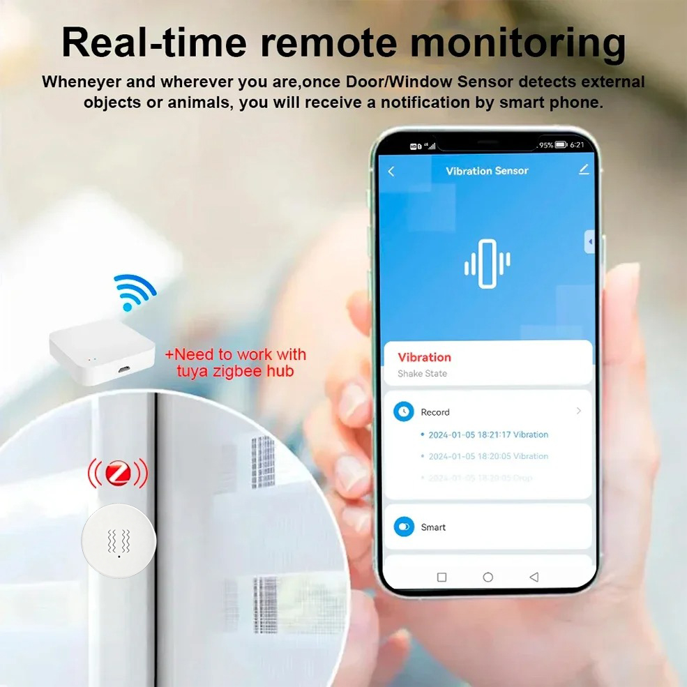 Tuya ZigBee Sensor Getaran & K - Home Security Home Assistant ulasan dan harga