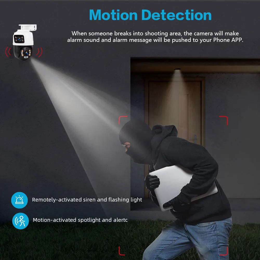 Kamera Keamanan PTZ POE 8MP Lu - Home Yard Security ulasan dan harga