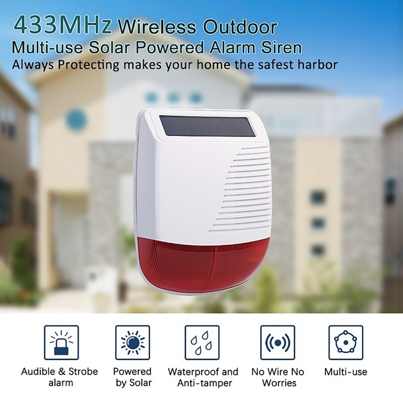 433Mhz Sirine Nirkabel Tenaga  - Alarm Siren Outdoor ulasan dan harga